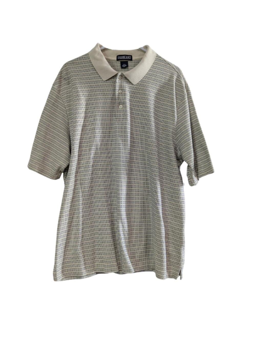 Lands' End Men's Polo Shirt, Tan, Size XL 46-48, Cotton, Vintage, Short Sleeve